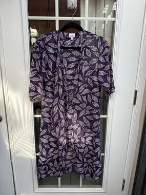 X😻LuLaRoe Purple Leaf-Print Shirley Cover up  Kimono